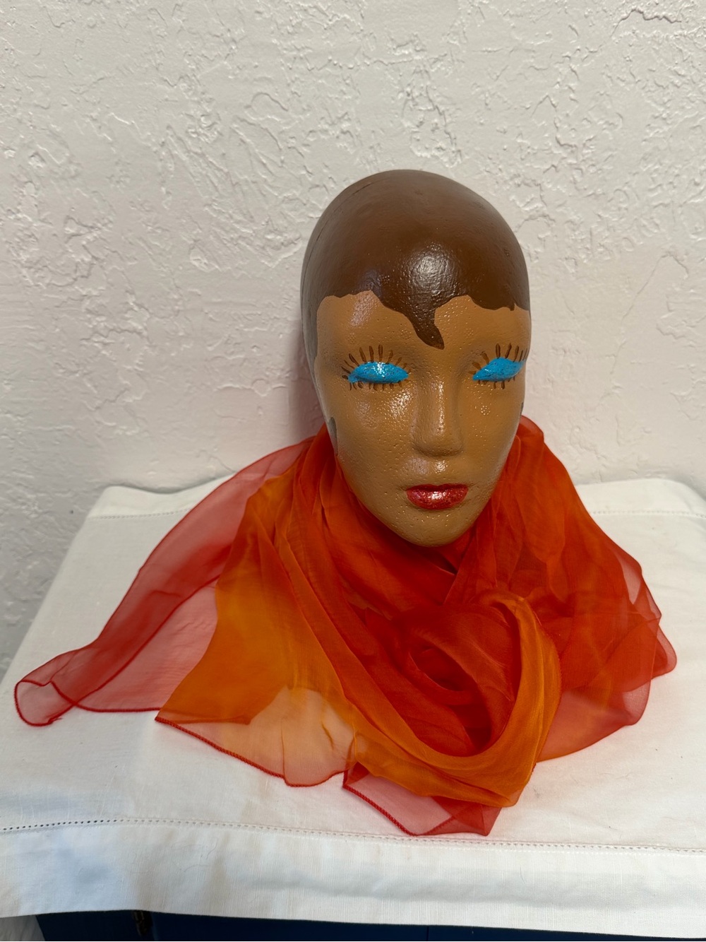 Women's Ombre Sheer Pure Silk Scarf in Orange Yellow Marc Rozier Paris Signed